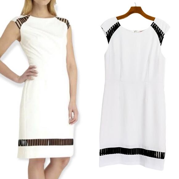 2/$25 Catherine Malandrino Olivia Dress White & Black Office Career Size 6 - Picture 1 of 10